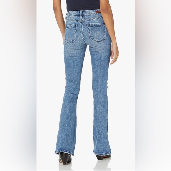 NWT Blank NYC High Rise Distressed Flare Jeans in Medium Blue - Size 14 / 32 - Picture 3 of 6